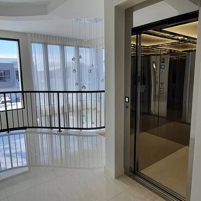 VTEP123 Luksus tilpasset Gearless AC Drive Residential passagerelevator med panoramadesign