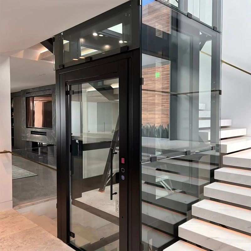 VTEP123 Luksus tilpasset Gearless AC Drive Residential passagerelevator med panoramadesign