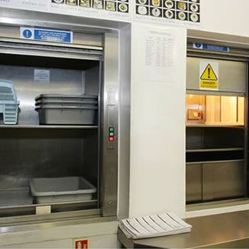 VTEF110 Restaurant Service Mad Elevator Automatisk dør Gearløs Trækkraft AC Drive PVC Gulv Holdbar Pengeskab til hoteller Villaer Køkkener
