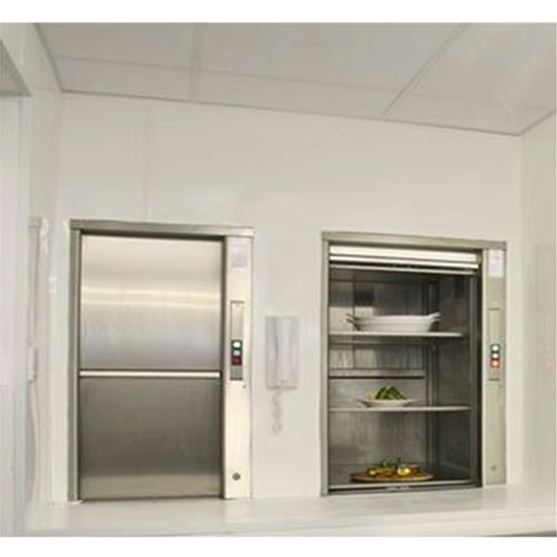 VTEF110 Restaurant Service Mad Elevator Automatisk dør Gearløs Trækkraft AC Drive PVC Gulv Holdbar Pengeskab til hoteller Villaer Køkkener