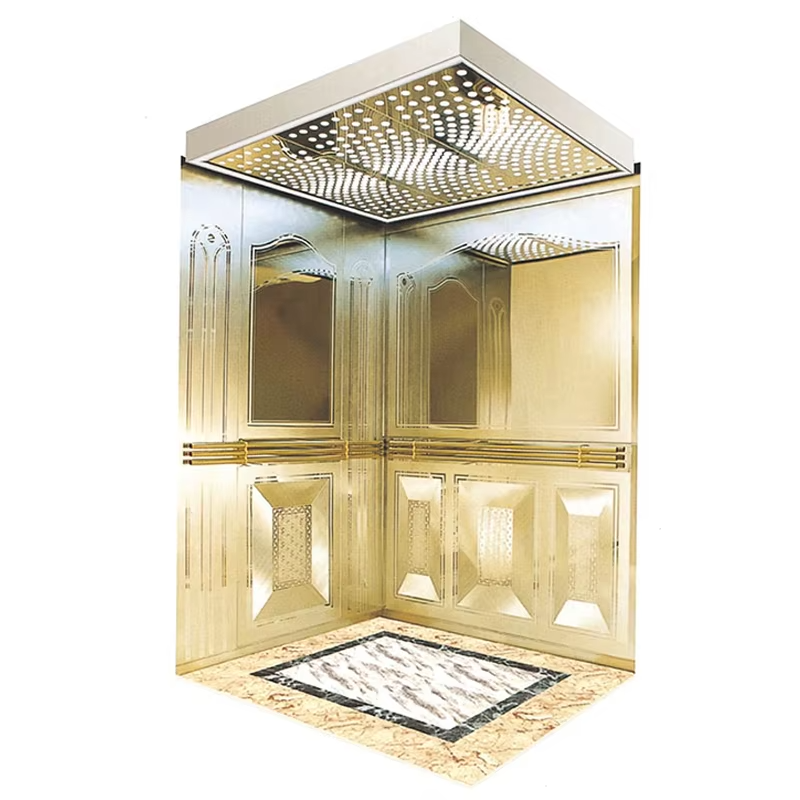VTSP131 Moderne kommerciel elevatorkabine med støjsvagt skridsikkert gulv i rustfrit stål og LED-paneler