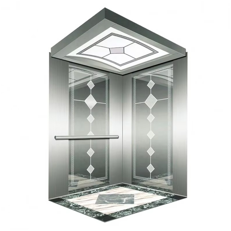 VTSP134 passagerelevatorkabine med energieffektiv LED-loft rustfri stålkonstruktion ISO9001 certificeret 1 års garanti